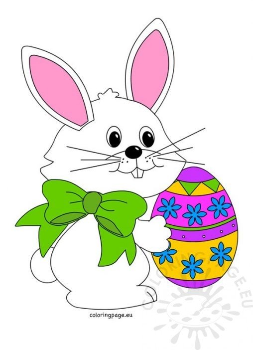 Easter Bunny With Easter Egg | Coloring Page