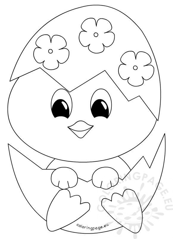Printable Chick And Easter Egg Coloring Page 9