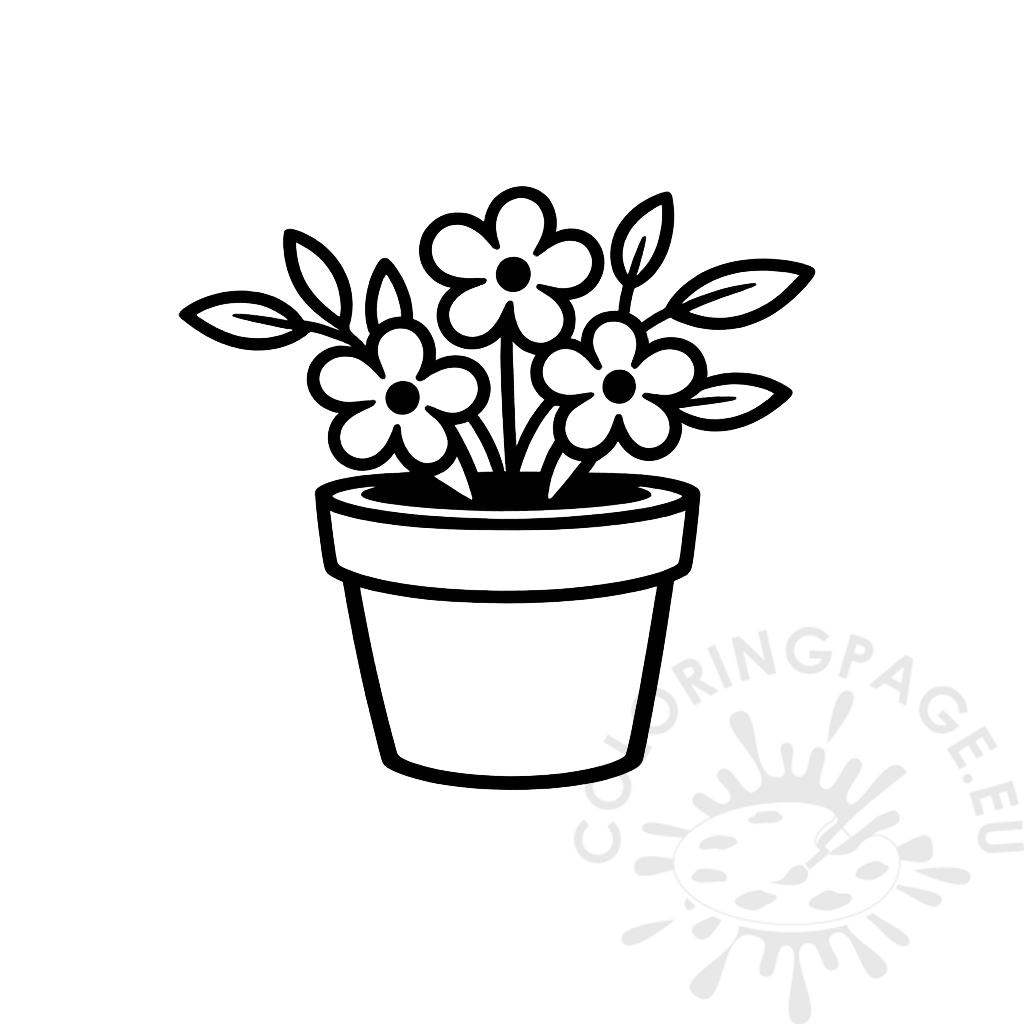 flower pot clipart black and white