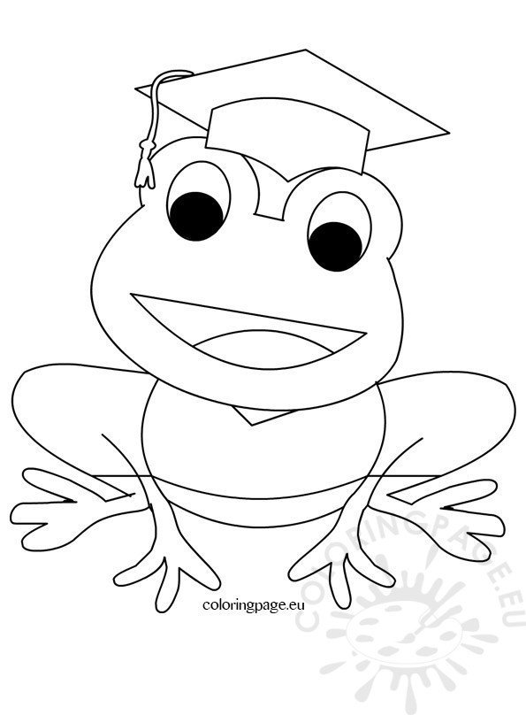 Printable Frog graduation Coloring Page