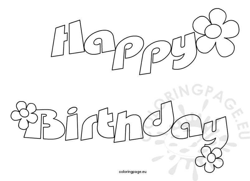 Happy Birthday Flowers – Coloring Page