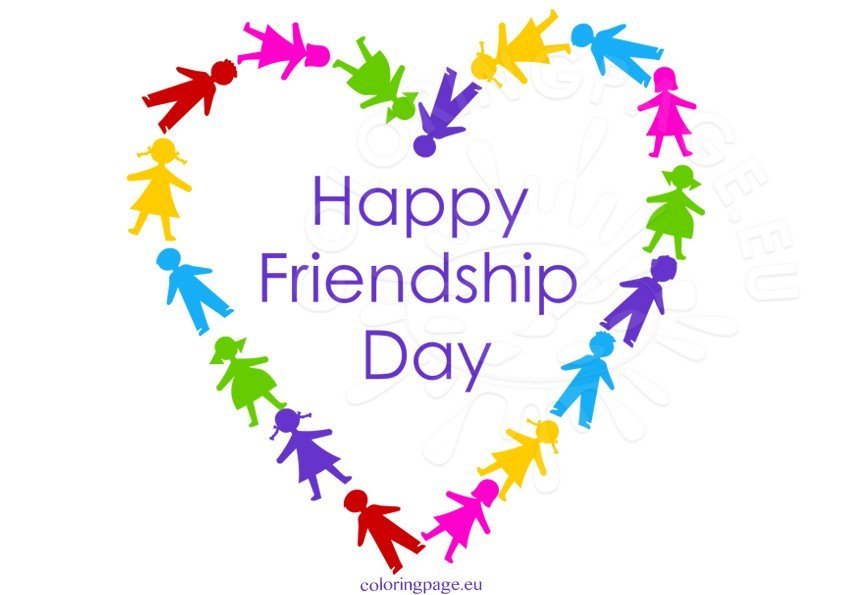 Happy Friendship Day card - Coloring Page