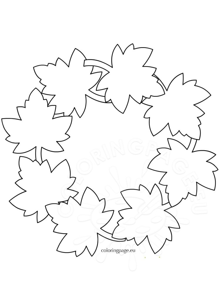 Fall Leaf Wreath template | Coloring Page