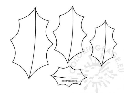 Holly leaf template christmas Coloring Page