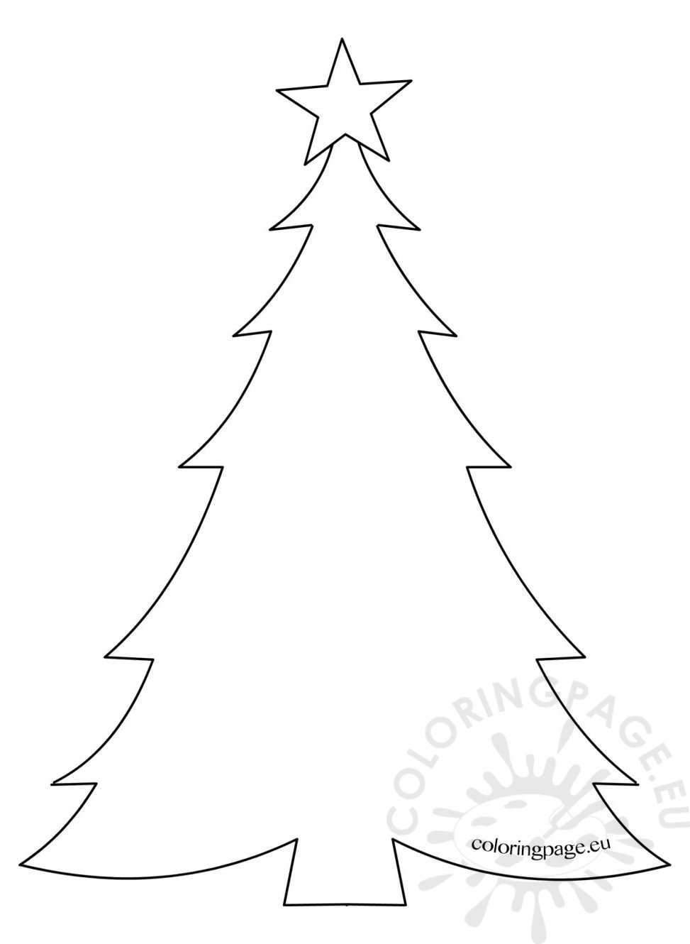 Template Christmas Tree with star Coloring Page