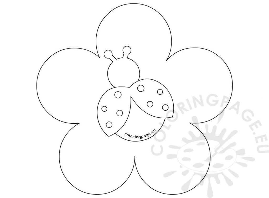 Ladybug On Flower Template Cake Ideas | Coloring Page