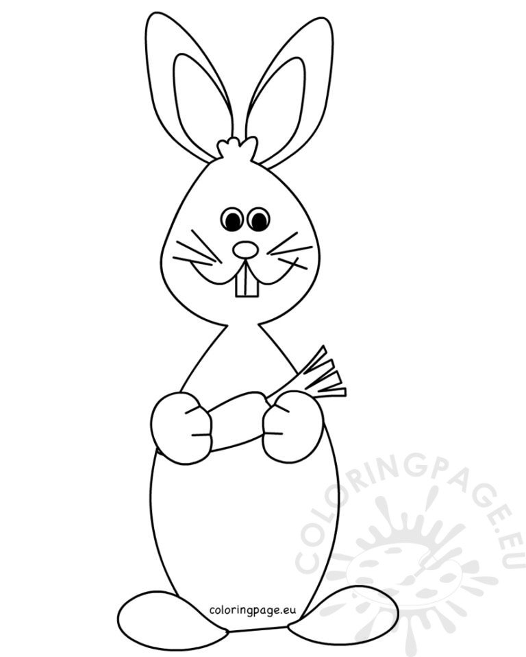 Cute rabbit cartoon with carrot | Coloring Page