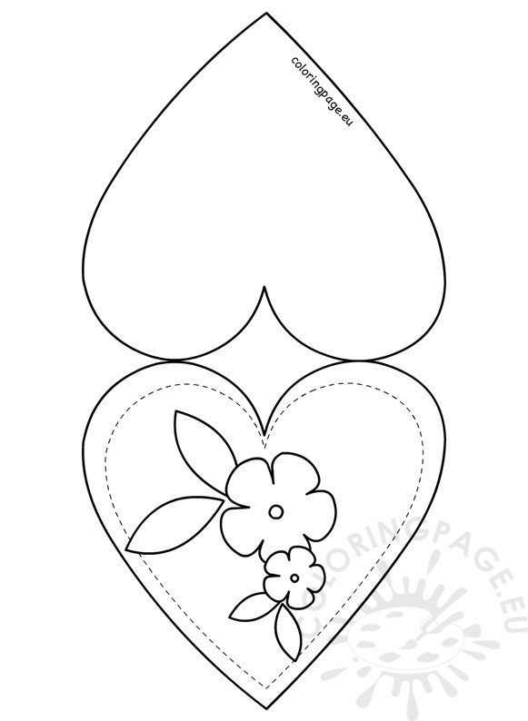 Valentine Heart Card Template Coloring Page