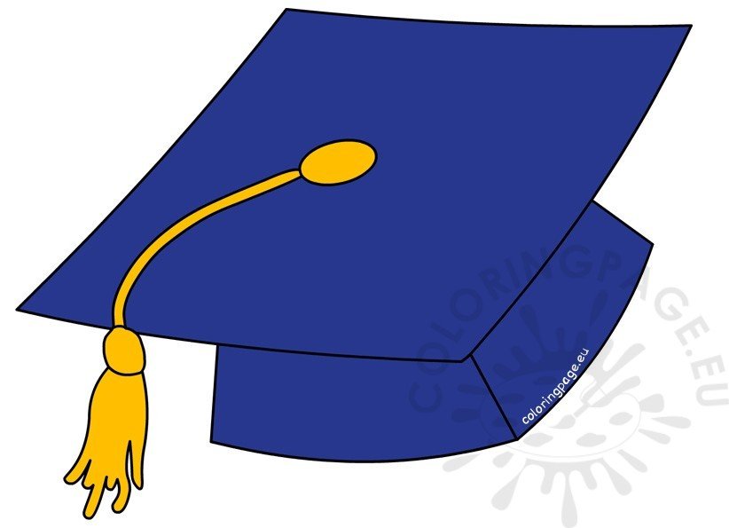Blue Graduation Hat with Gold Tassel – Coloring Page