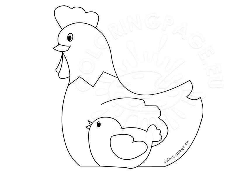 Easter Colouring Pages Hen and chick