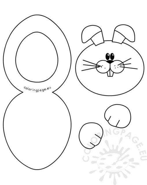 Paper bunny card craft printout | Coloring Page