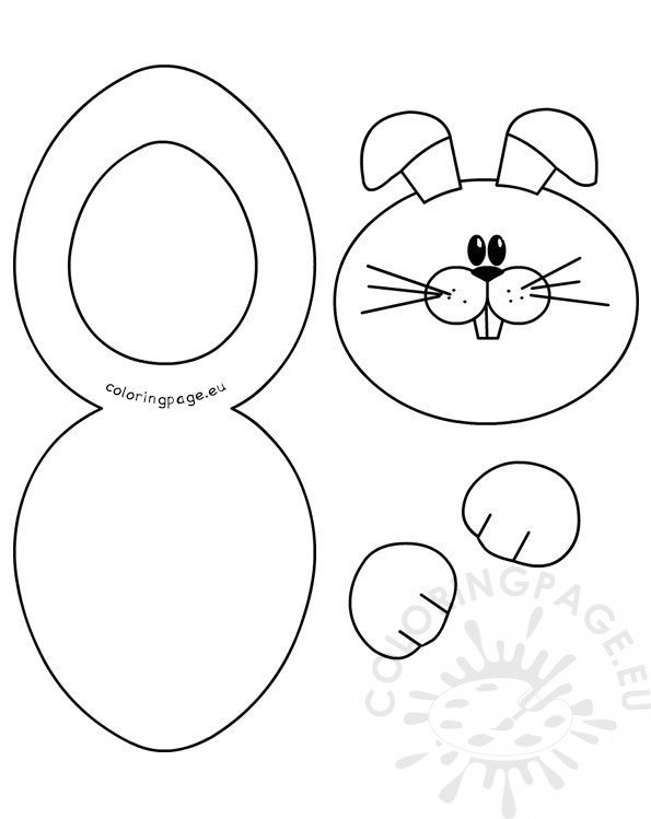 Paper bunny card craft printout – Coloring Page