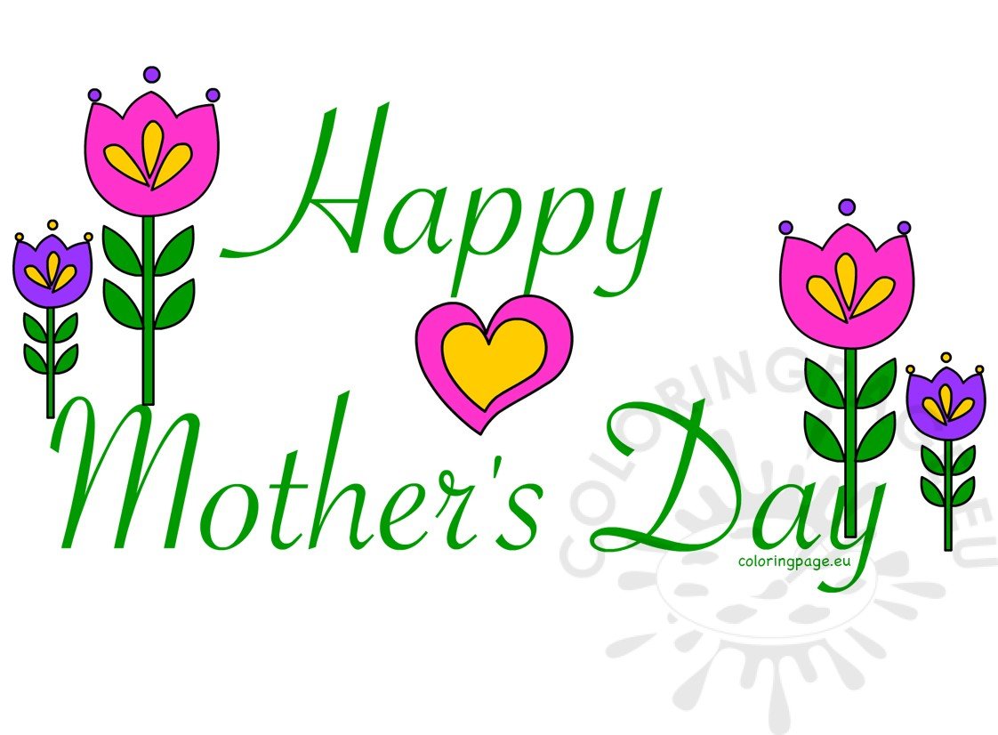 Happy Mother's Day card clipart | Coloring Page
