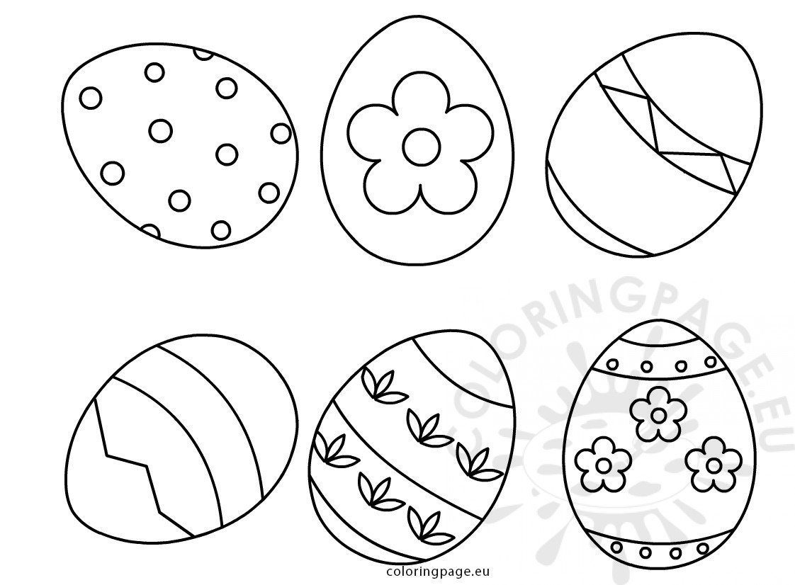 Set six easter eggs shapes - Coloring Page