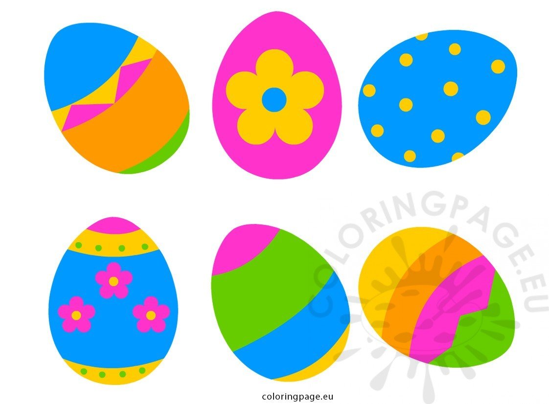 Printable 6 Easter Eggs Pictures Coloring Page