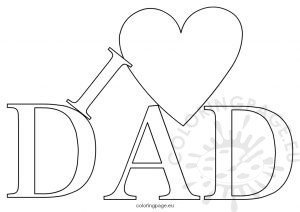 I Love Dad Heart outline | Coloring Page