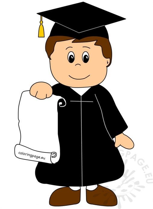 Kid graduate vector illustration | Coloring Page