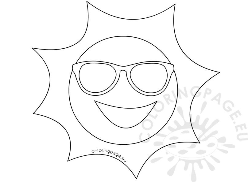 Download Happy Sun With Sunglasses illustration - Coloring Page