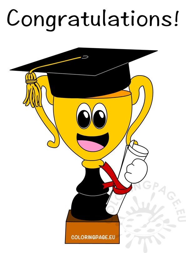 trophy cup with hat graduation 