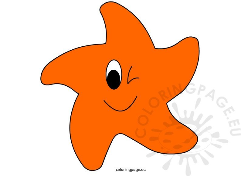 Funny Orange Starfish Cartoon