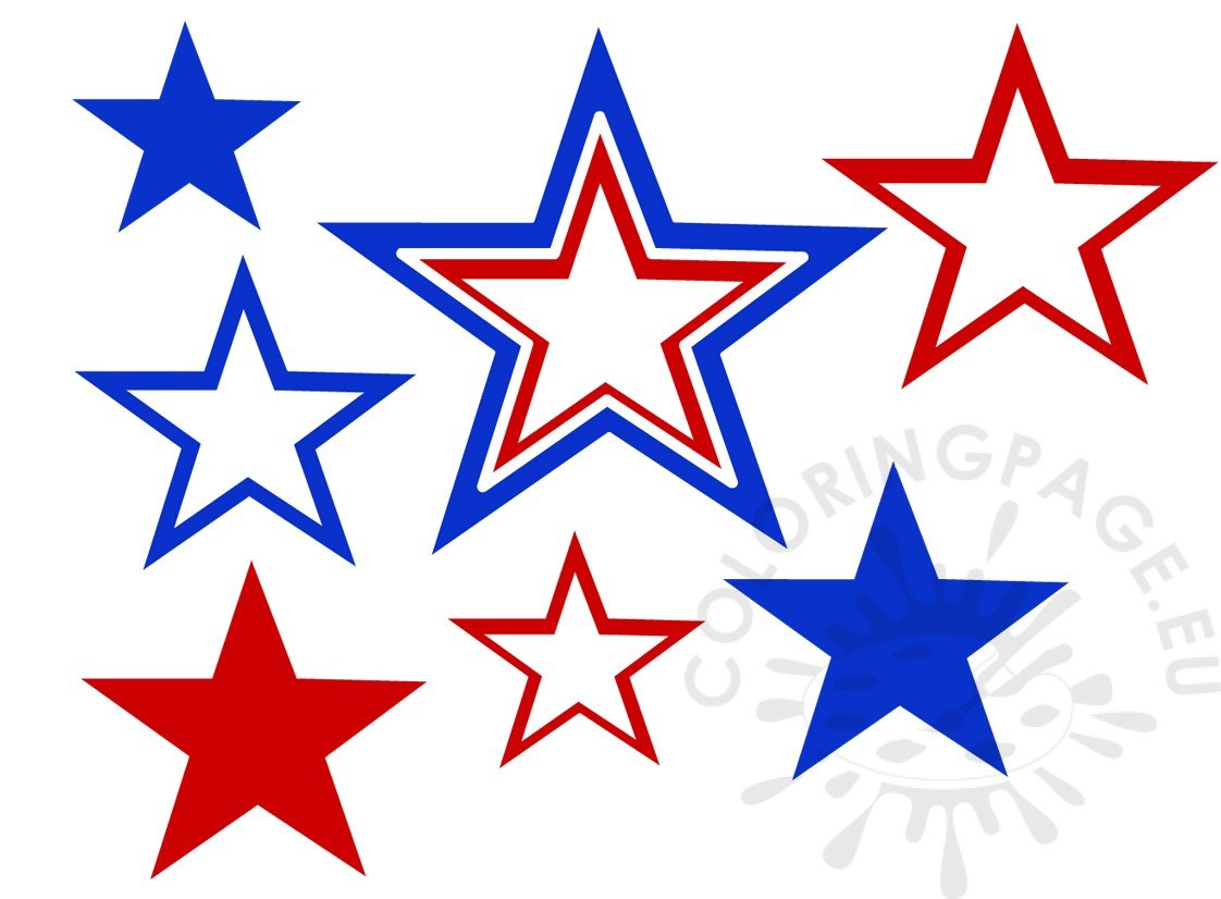 July 4th stars clip art set | Coloring Page