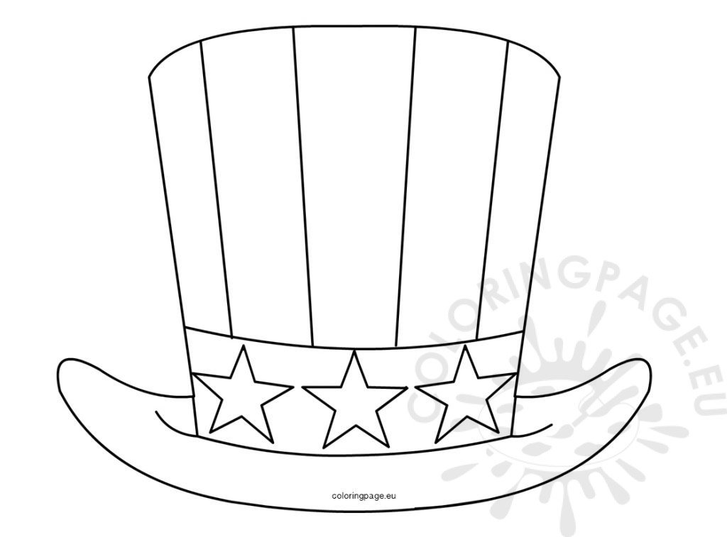 Patriotic Uncle Sam Hat 4th July Coloring Page