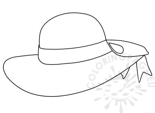 Women's straw hat with ribbon | Coloring Page