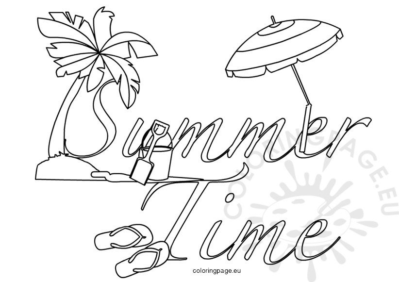 Summer Time Beach Sea childrens coloring page