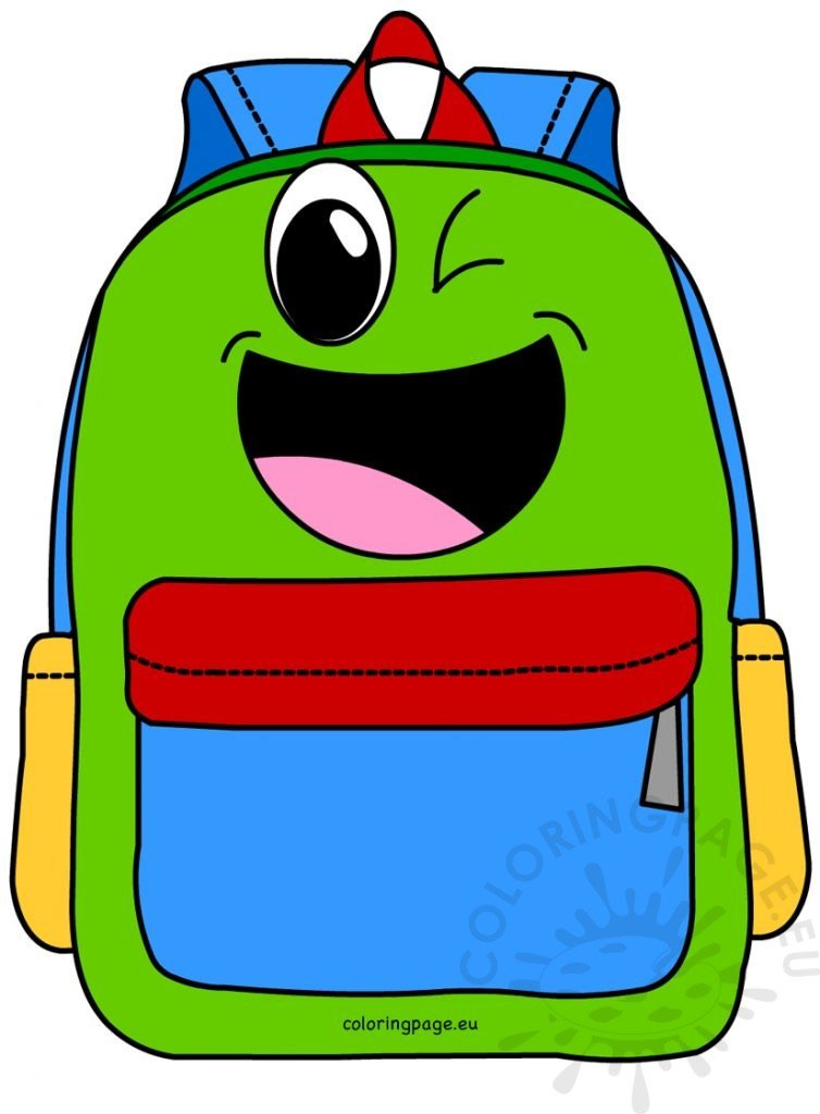 Cartoon backpack vector image Coloring Page