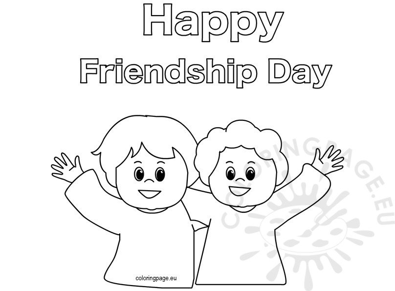 Download Happy Friendship day Coloring Page for Kindergarten - Coloring Page