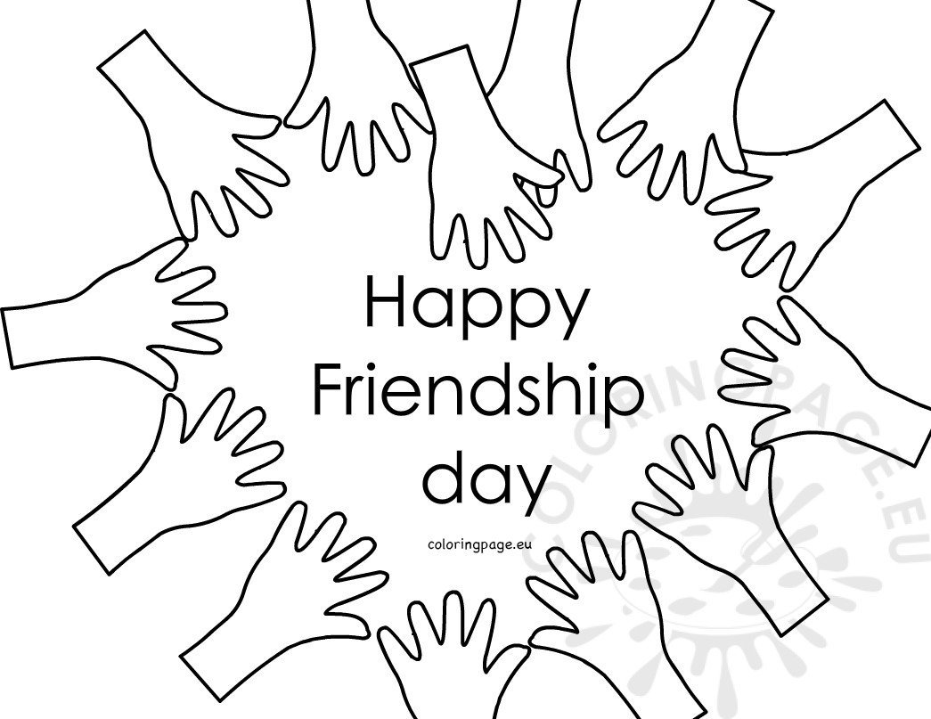 Happy Friendship Day Hands Forming Heart Coloring Page