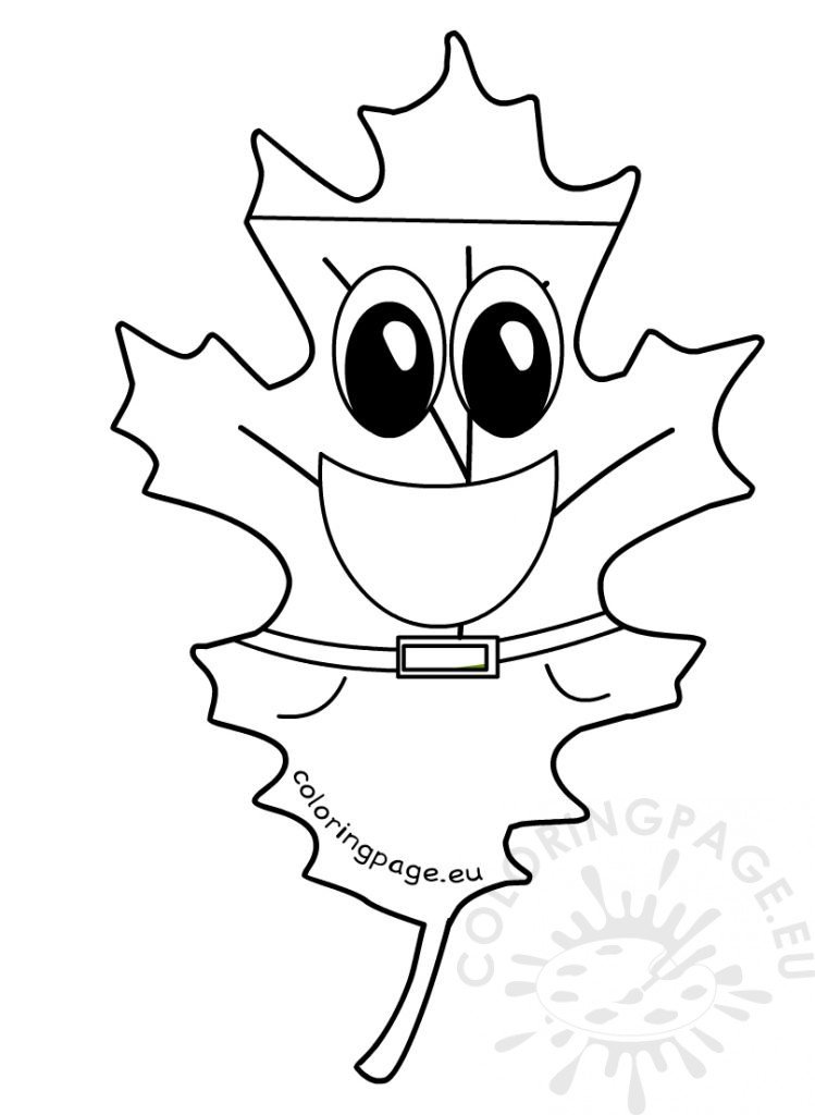 Autumn coloring page Leaf Smiling | Coloring Page
