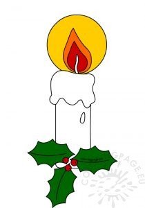 Christmas Holly Candle image | Coloring Page