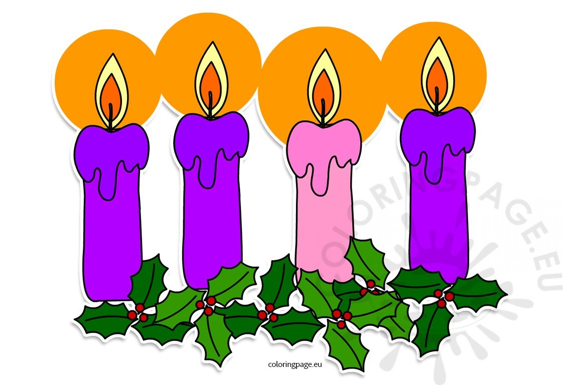 Christmas candles with holly berries image