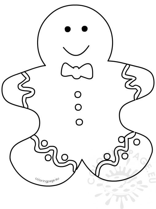 Gingerbread Man cutout template – Coloring Page