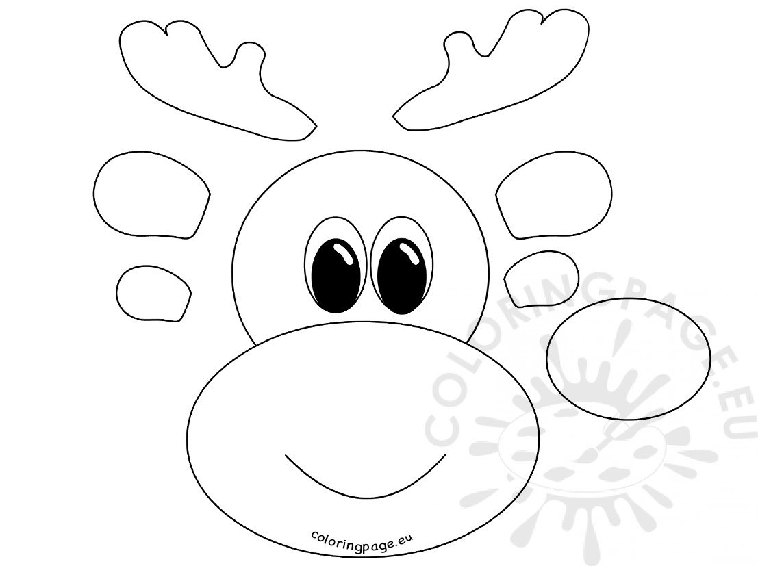 Rudolph Reindeer Face template Coloring Page