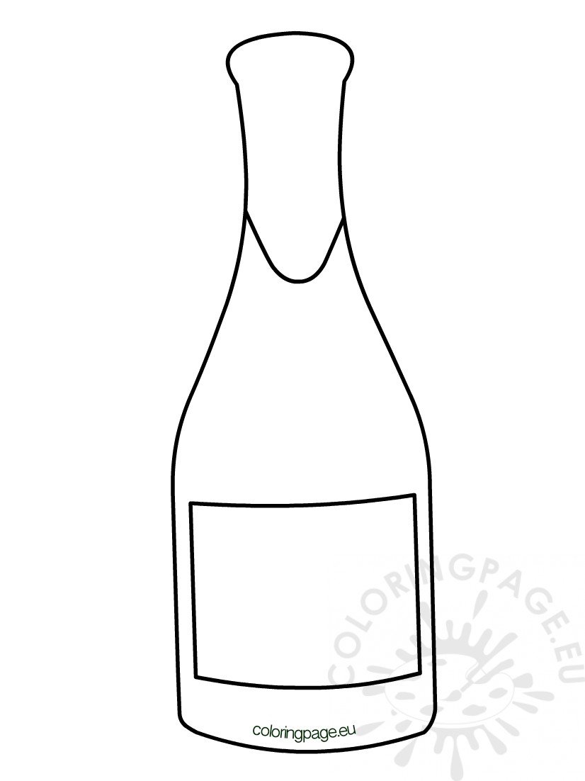 Download New Year's coloring pages Champagne bottle - Coloring Page