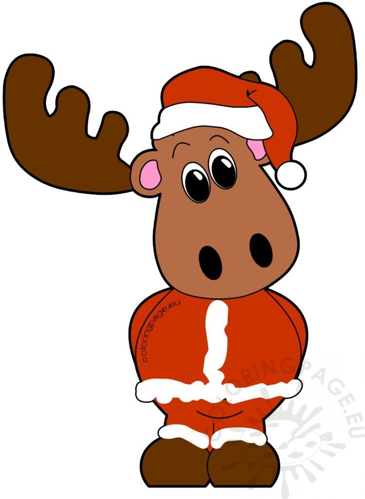 Christmas reindeer dressed as Santa | Coloring Page