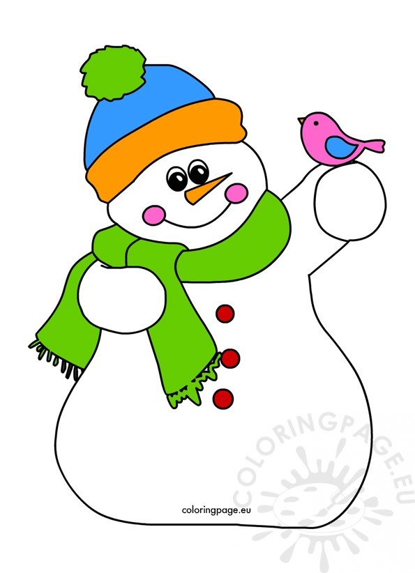 Cute Snowman And Little Bird illustration