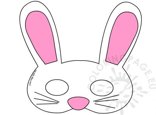 White Easter Bunny Printable Mask | Coloring Page