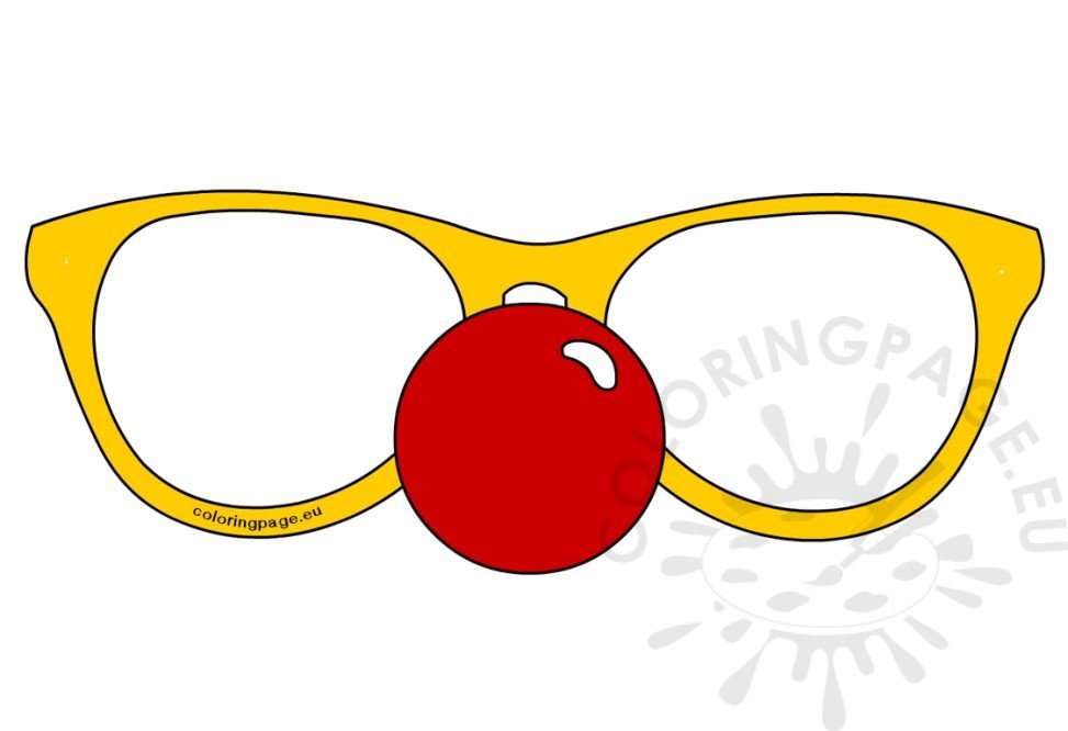 Glasses with Clown red nose | Coloring Page