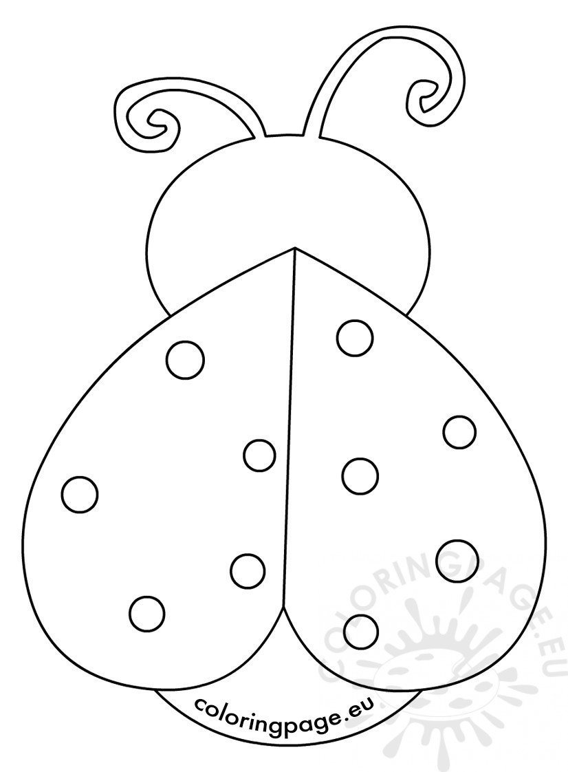 Valentine's day Heart ladybug template – Coloring Page