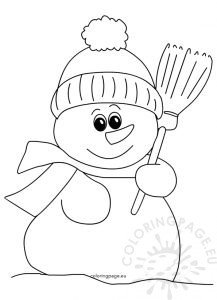 Snowman With Broom image | Coloring Page