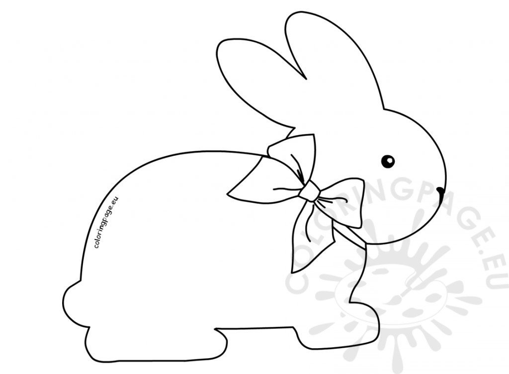 Easter Cute Bunny with Bow – Coloring Page