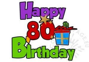 Happy 80th Birthday Greeting Card | Coloring Page