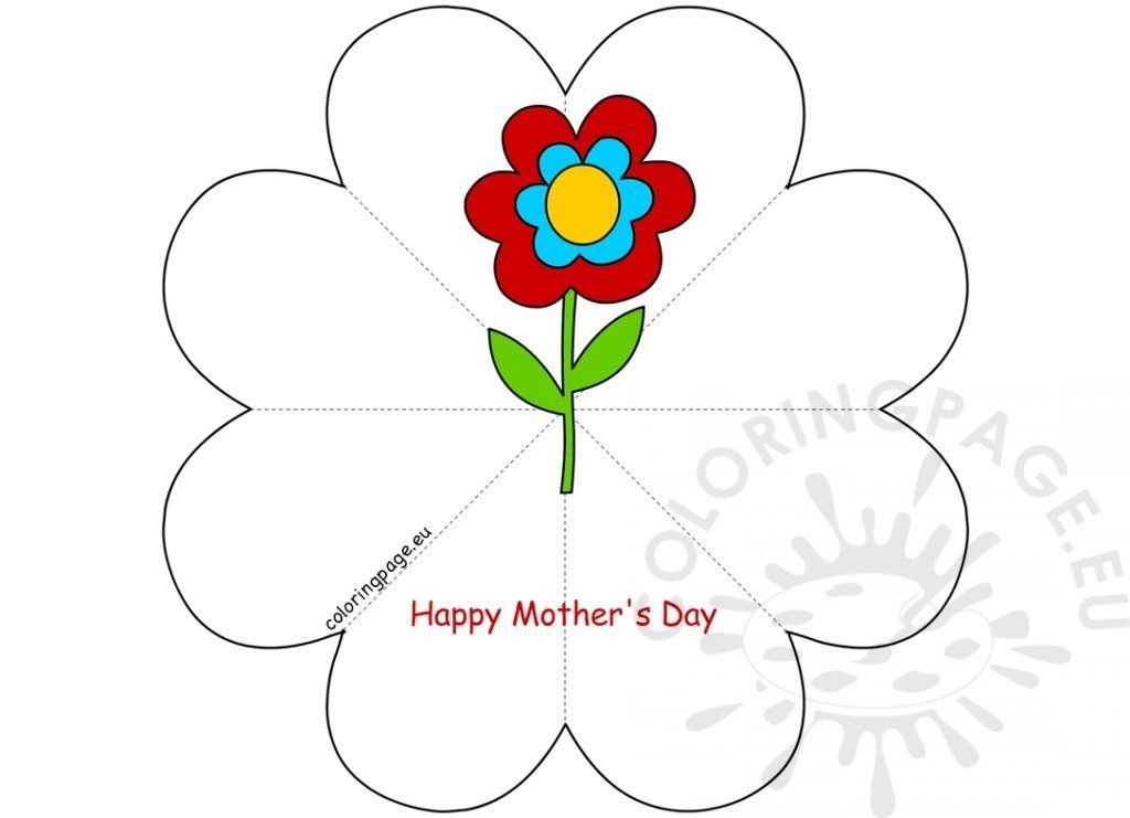 Folded Mothers Day Card Coloring Page