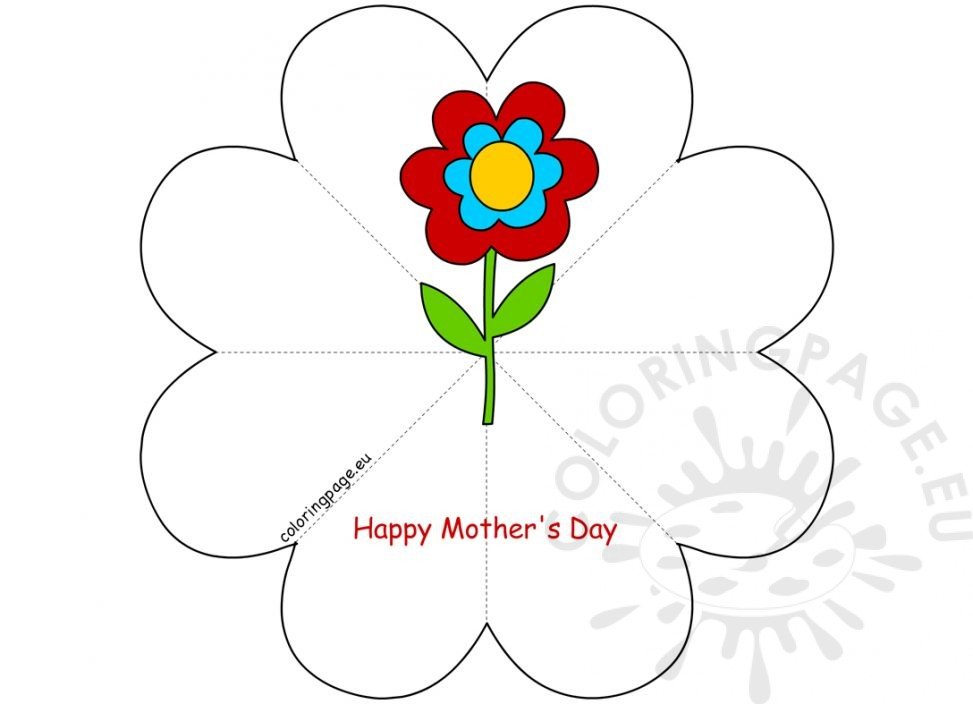 Folded Mother's Day Card | Coloring Page