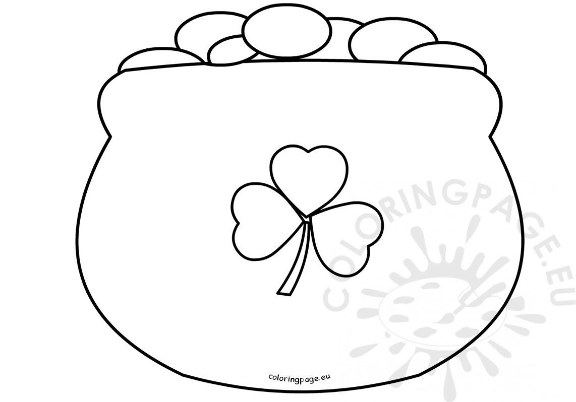 St Patrick s Day Coloring Page Pot Of Gold Outline Coloring Page