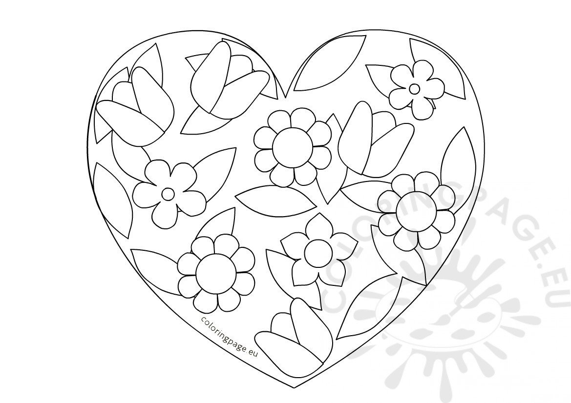 Mother's Day Card With Floral Heart | Coloring Page