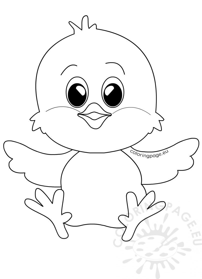 Little Easter Chick Sitting – Coloring Page